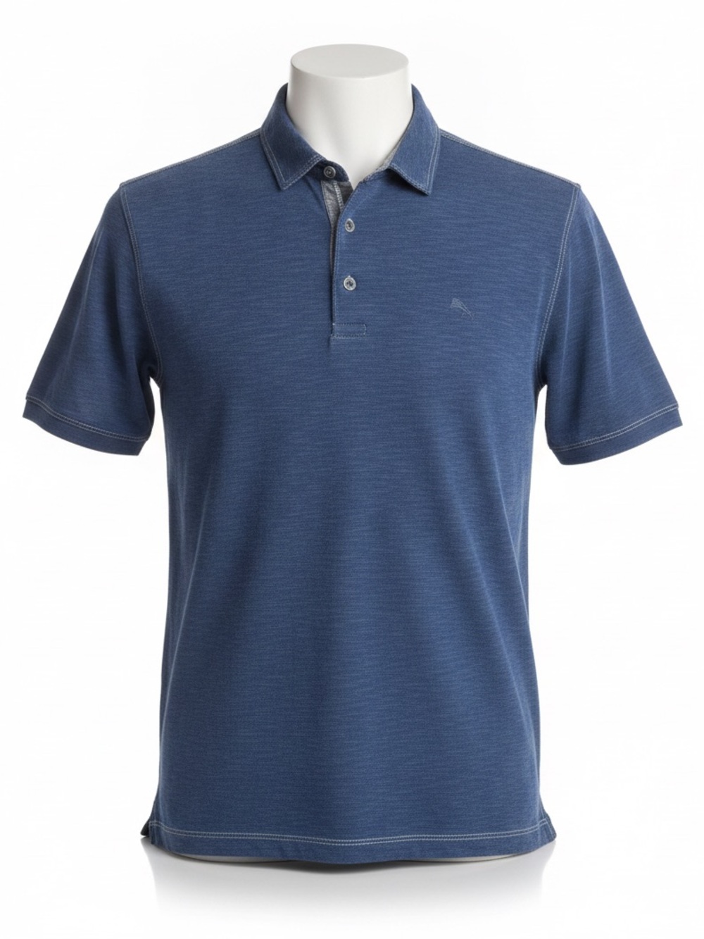 Tommy Bahama Men’s L Blue Modal Blend Polo Shirt Marlin Logo Contrast Stitch
